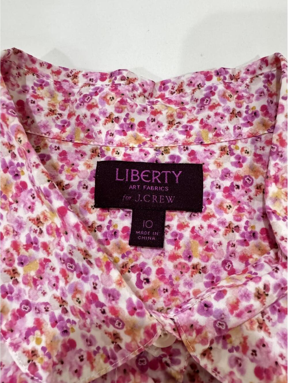 J.Crew Button Down Peter Pan Collar Pink Floral Liberty Fabric French Girl- 10 - Picture 4 of 6